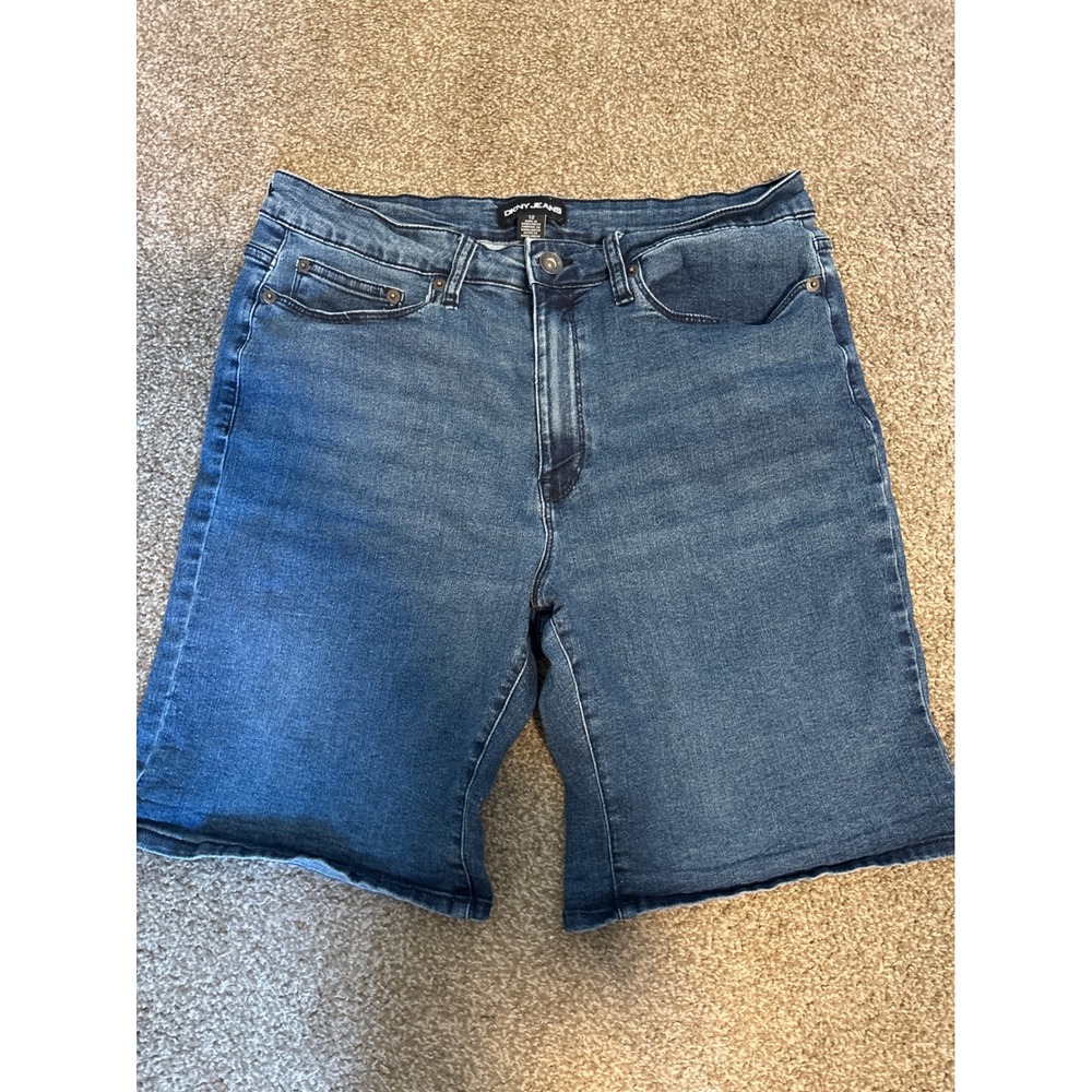 DKNY Jeans Denim Shorts Womens 12 Blue Excellent Bermuda Stretch Medium Wash